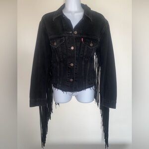 Levi's Black Denim Ex Boyfriend Trucker Jacket XS